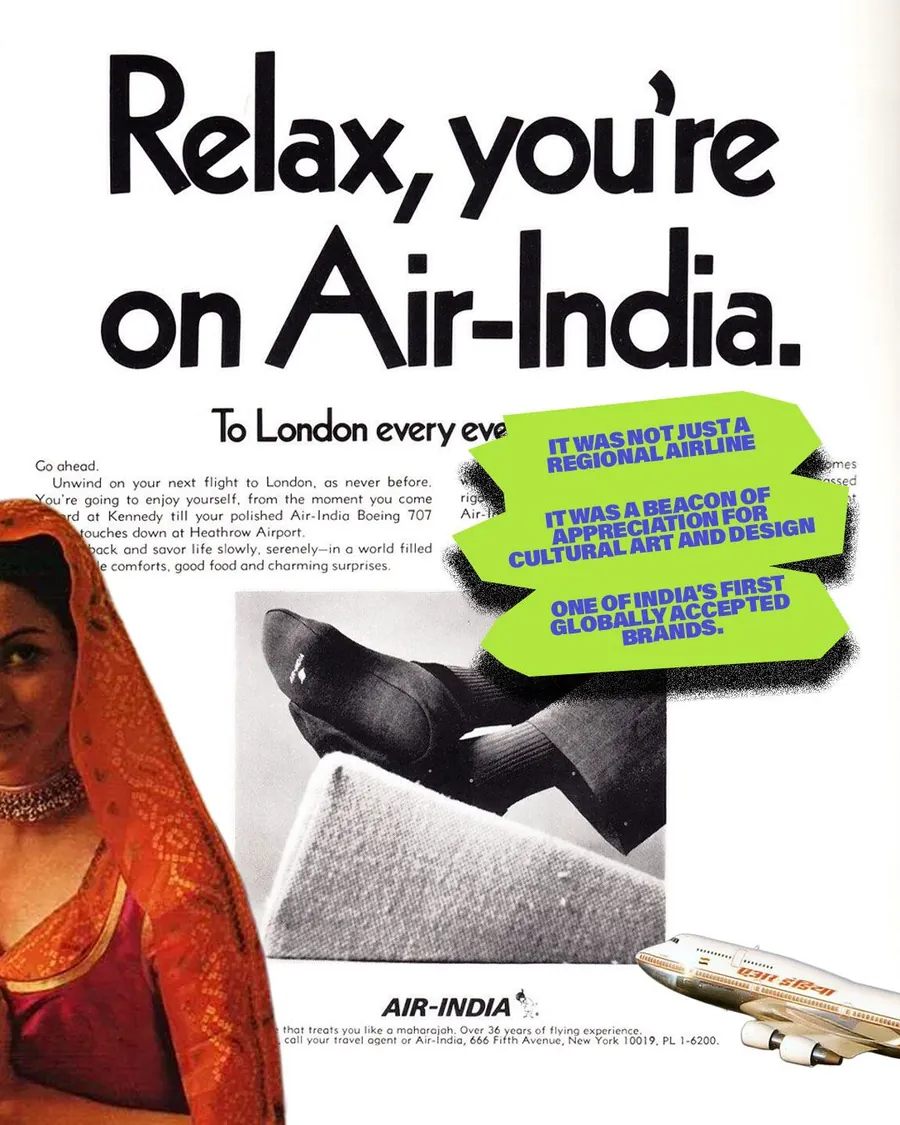 A vintage Air India ad: Relax, you're on Air-India.